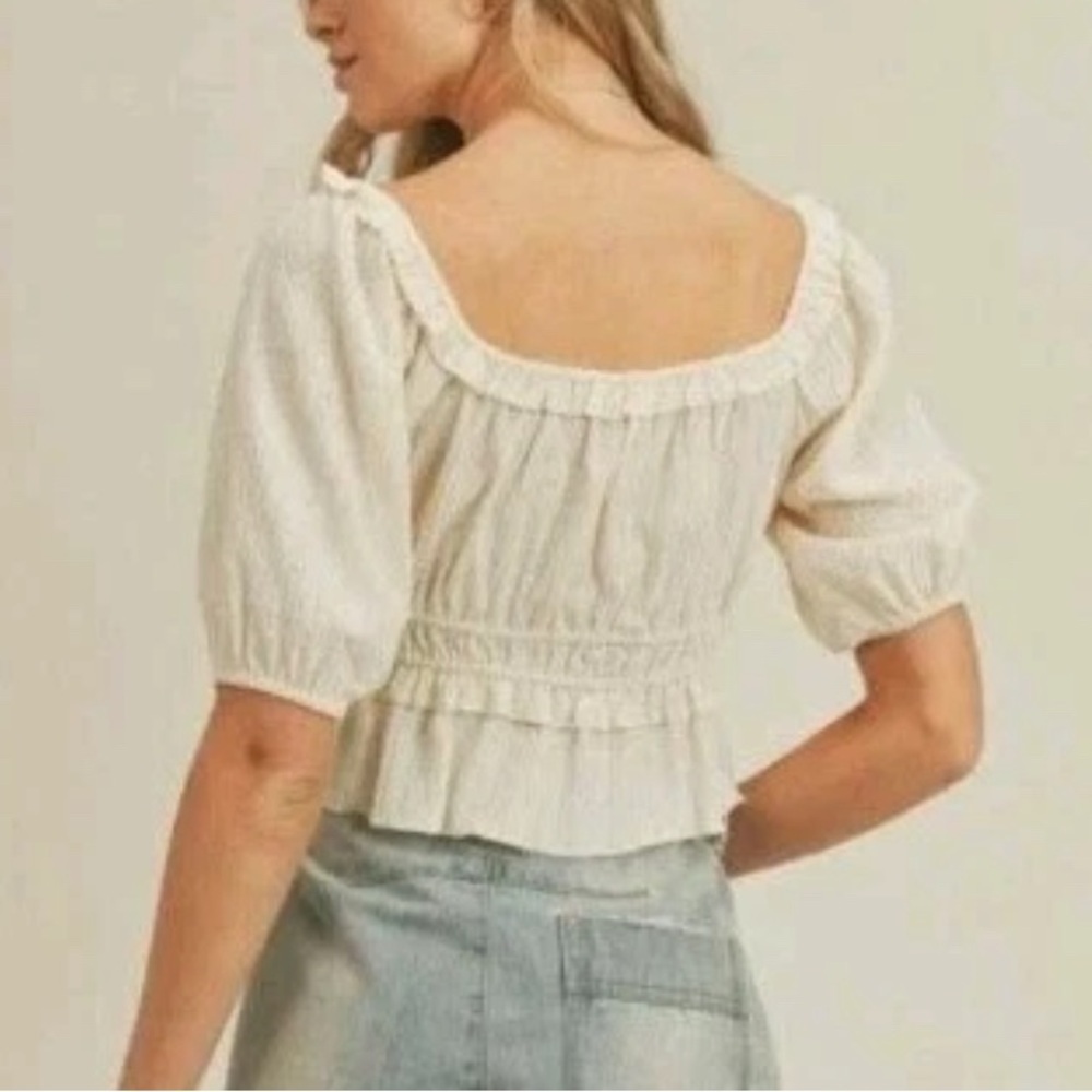 Lush cream cropped top, medium - Picture 2 of 9